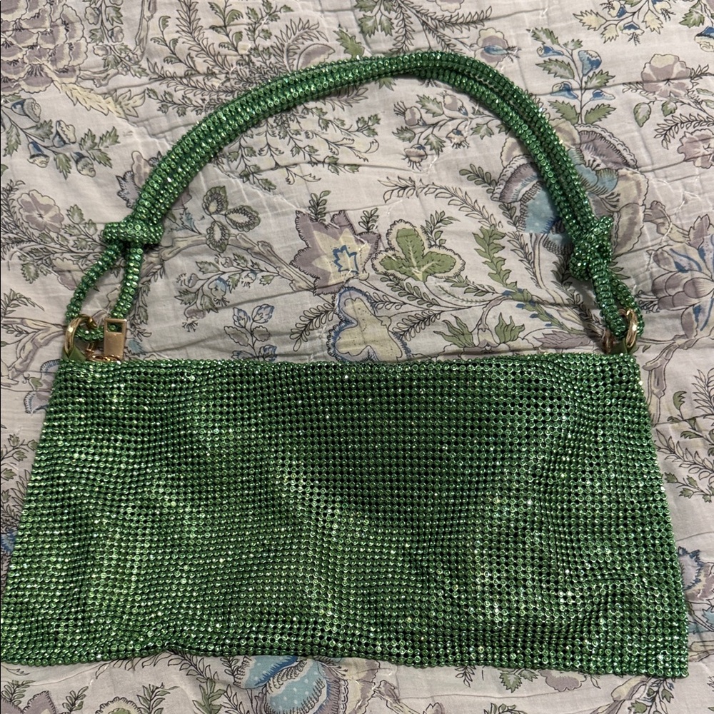 Trendy Boutique Green Rhinestone Shoulder Bag